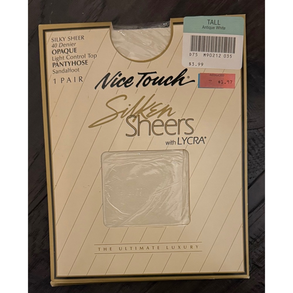 Nice Touch Womens Tall Pantyhose Antique White Silken Sheers Opaque Control Top